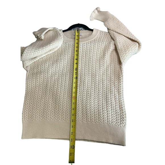 Madewell Ardmore Ruffle-Cuff Pullover Sweater Size Small Ivory Wool Blend‎ - Picture 11 of 13